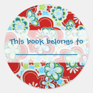 Red, Blue, Green & White Flowers Classic Round Sticker