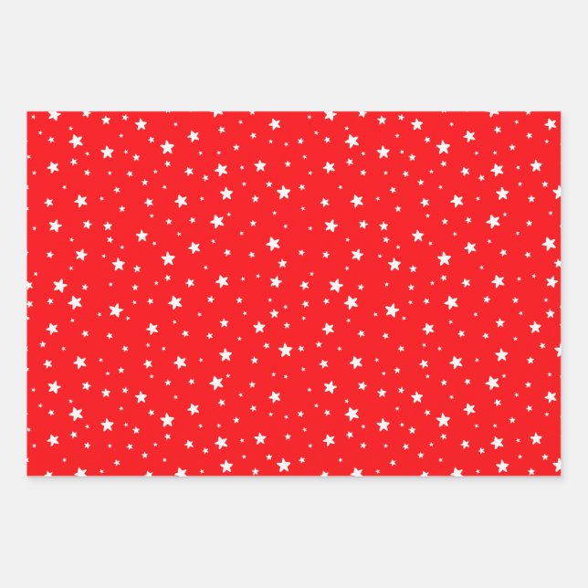 Red Blue Green white stars  Perfect Christmas Wrapping Paper Sheet (Front)