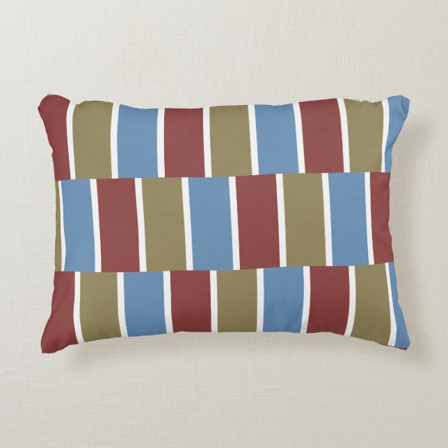 Red Blue Green White Stripes Decorative Cushion (Front)