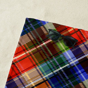 Red Blue Green Yellow Plaid Tartan Design Beach Towel