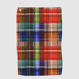 Red Blue Green Yellow Plaid Tartan Design Golf Towel