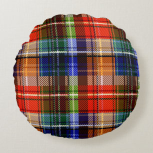 Red Blue Green Yellow Plaid Tartan Design  Round Cushion
