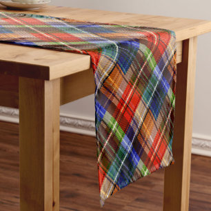 Red Blue Green Yellow Plaid Tartan Design Short Table Runner