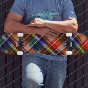 Red Blue Green Yellow Plaid Tartan Design Skateboard
