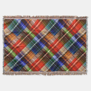 Red Blue Green Yellow Plaid Tartan Design Throw Blanket