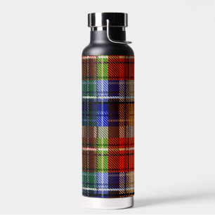 Red Blue Green Yellow Plaid Tartan Design  Water Bottle