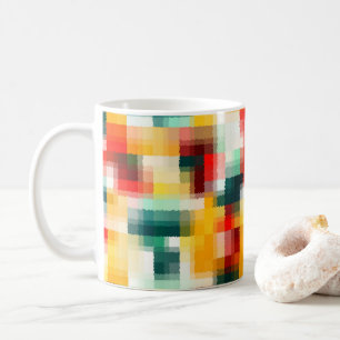 Red Blue Green Yellow White Abstract Pattern Coffee Mug