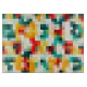 Red Blue Green Yellow White Abstract Pattern Cutting Board