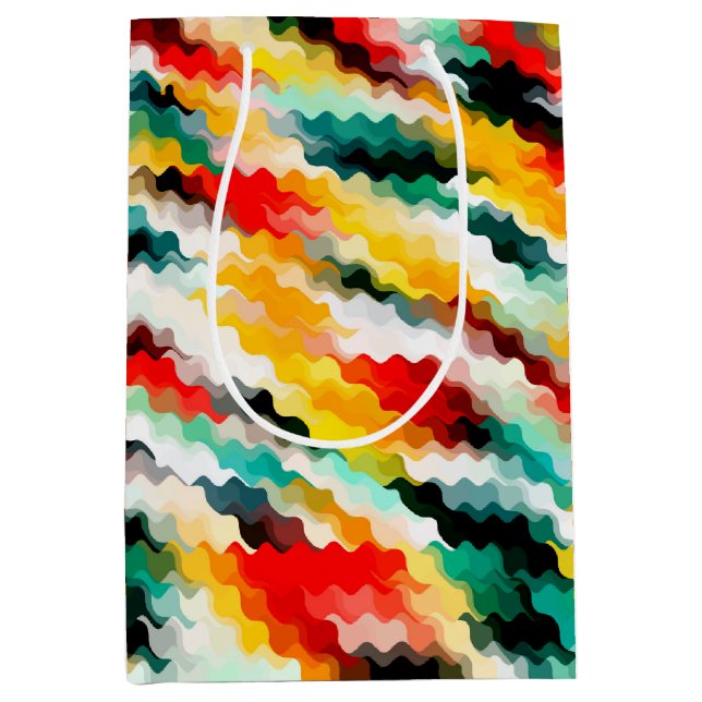 Red Blue Green Yellow White Abstract Pattern Medium Gift Bag (Front)