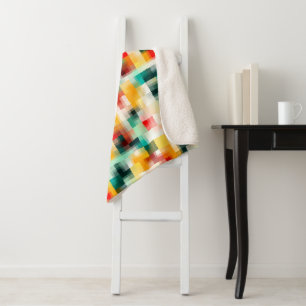 Red Blue Green Yellow White Abstract Pattern Sherpa Blanket