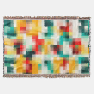 Red Blue Green Yellow White Abstract Pattern Throw Blanket