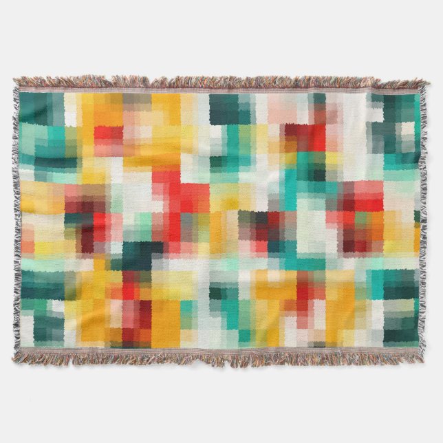 Red Blue Green Yellow White Abstract Pattern Throw Blanket (Front)