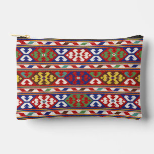 Red Blue Green Yellow White Oriental Kilim Rug Accessory Pouch
