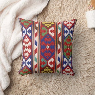 Red Blue Green Yellow White Oriental Kilim Rug Cushion