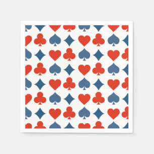 Red Blue Hearts Diamonds Clubs Spades Card Pattern Napkin