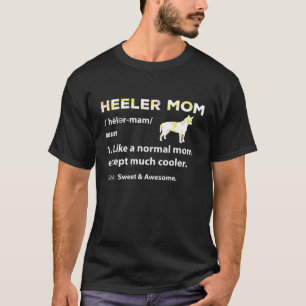Red Blue Heeler Mum Floral Print Australian Cattle T-Shirt