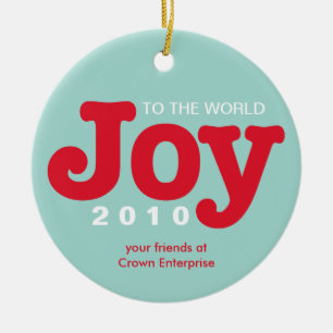 Red blue joy to the world custom business logo ceramic tree decoration
