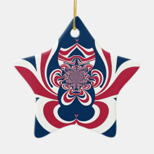 Red Blue Kaleidoscope Art Print Ceramic Ornament