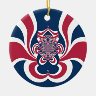 Red Blue Kaleidoscope Art Print Ceramic Tree Decoration