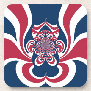 Red Blue Kaleidoscope Art Print Coaster