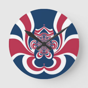 Red Blue Kaleidoscope Art Print Round Clock