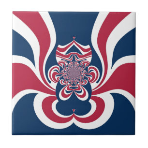 Red Blue Kaleidoscope Art Print Tile
