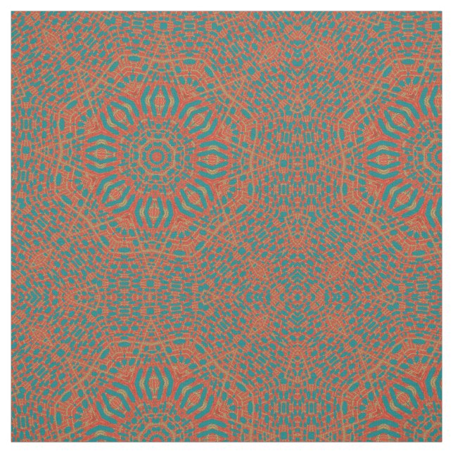 Red Blue Kaleidoscope Geometric Print Pattern Fabr Fabric (Swatch)
