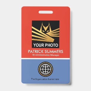 Red Blue Layers Template Photo ID Badge