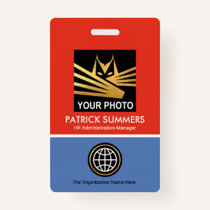 Red Blue Layers Template Photo ID ID Badge