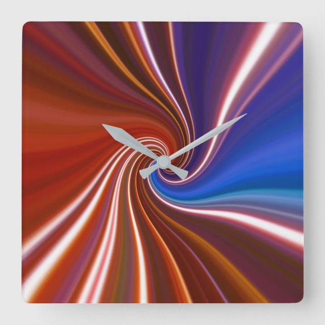 Red/Blue Light Paint Design 217 Clock (Front)