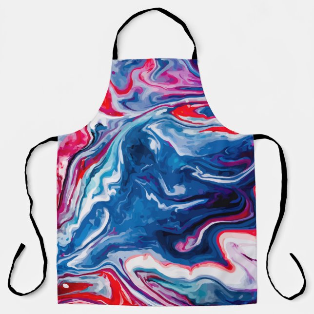 Red blue marble texture apron (Front)