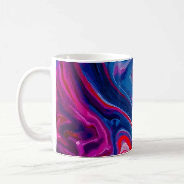 Red blue marble texture coffee mug (Left)