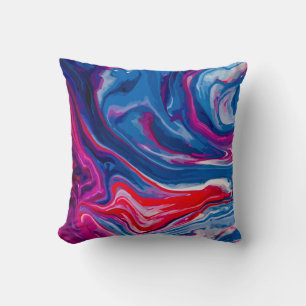 Red blue marble texture cushion