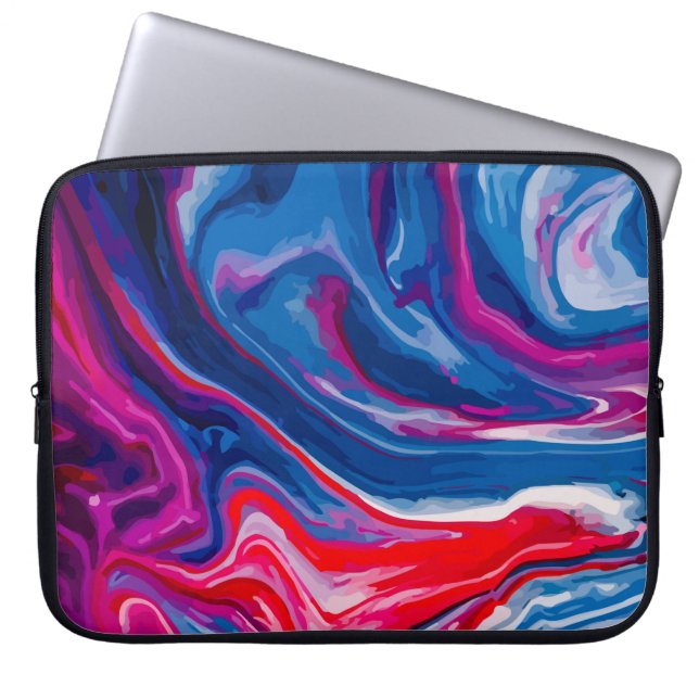Red blue marble texture laptop sleeve (Front)