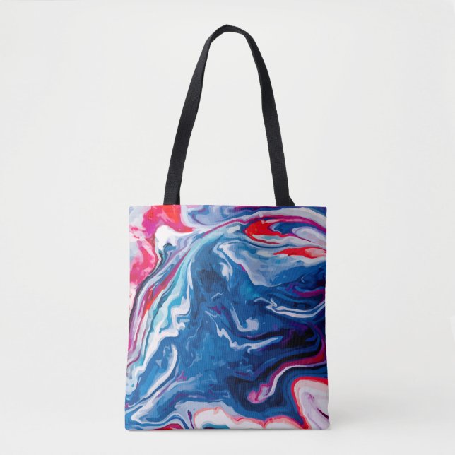 Red blue marble texture tote bag (Front)