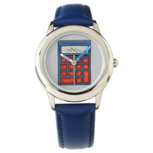 Red Blue Math Teacher Mathematics Calculator Watch