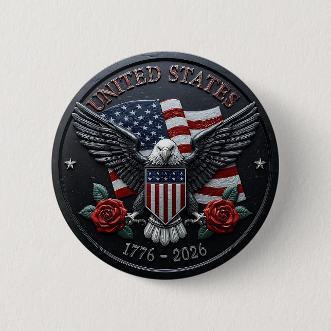 Red & Blue Metallic Texture USA Semiquincentennial 6 Cm Round Badge (Front)