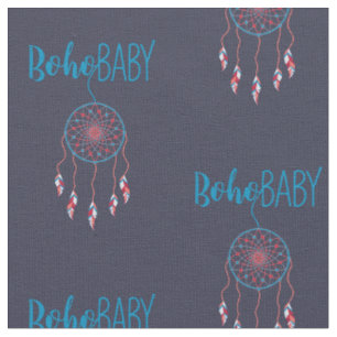Red Blue Modern Boho Baby Dreamcatcher Fabric