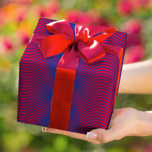 Red & blue Moiré Effect Modern Trippy Abstract Wrapping Paper