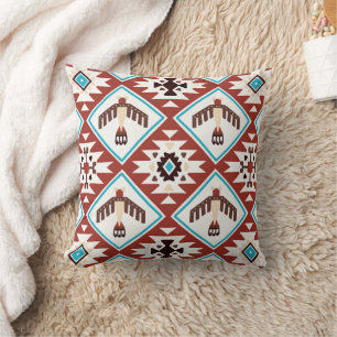 Red Blue Native American Eagle Pattern Cushion