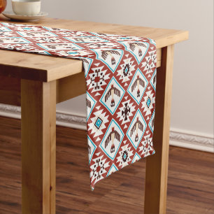 Red Blue Native American Eagle Pattern Medium Table Runner