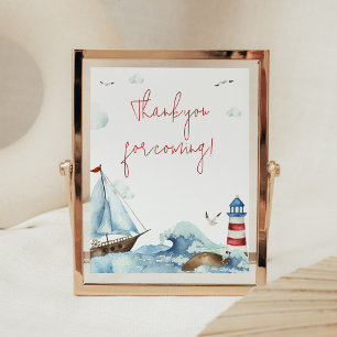 Red Blue Nautical Baby Shower Thank you for Coming Poster