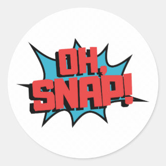 Red Blue Oh Snap Pop Art Classic Round Sticker