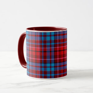 Red Blue On Black Plaid Tartan Design  Mug