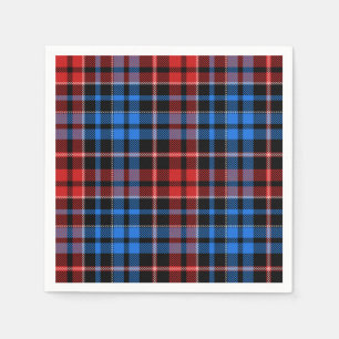 Red Blue On Black Plaid Tartan Design  Napkin