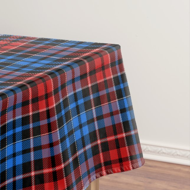 Red Blue On Black Plaid Tartan Design  Tablecloth (In Situ)