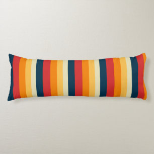 red, blue, orange and yellow stripes body cushion