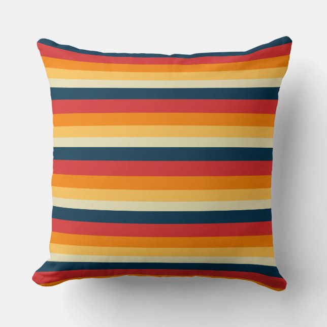 red, blue, orange and yellow stripes cushion (Front)