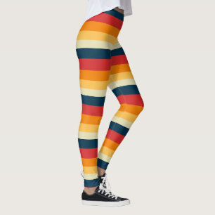 red, blue, orange and yellow stripes leggings