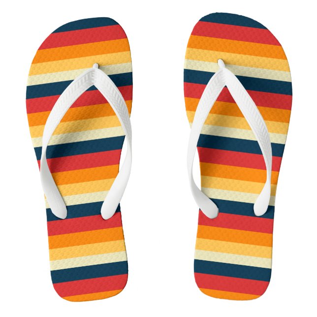 red, blue, orange and yellow stripes thongs (Footbed)